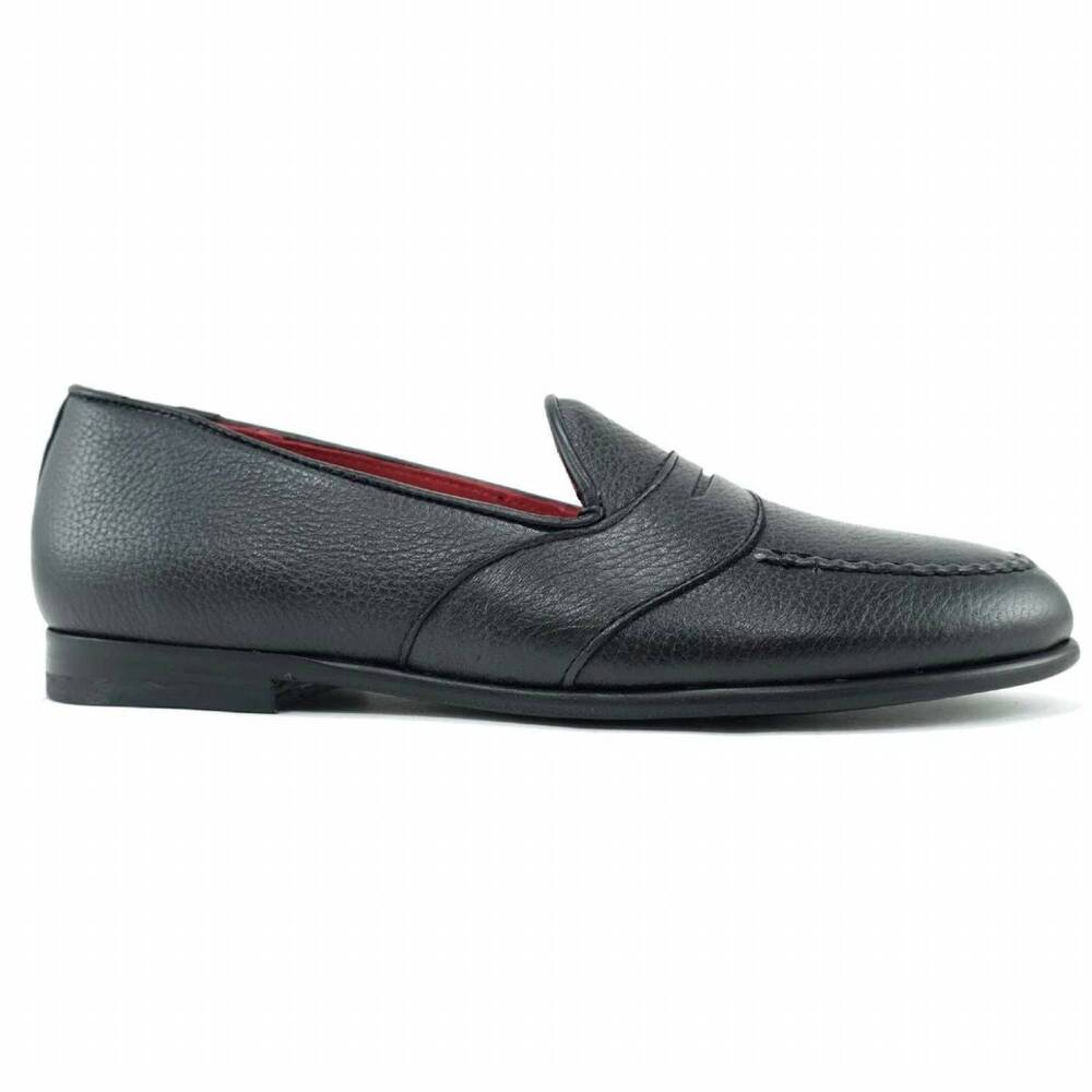 NEW ALAN PAYNE men's barney deerskin penny loafer in black